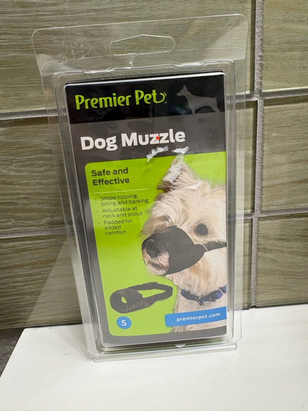 Premier Pet Dog Muzzle Packaging - Green and Blue